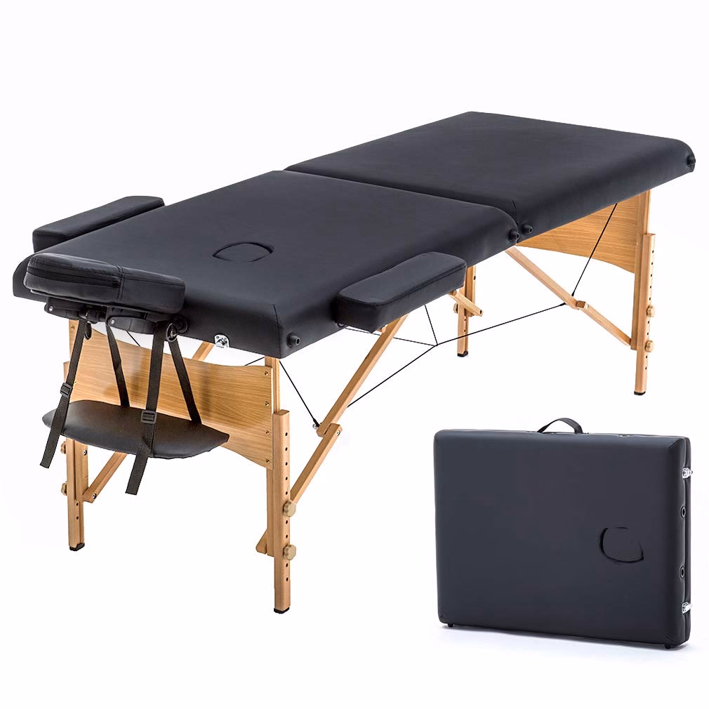 What is a portable massage table made of?
