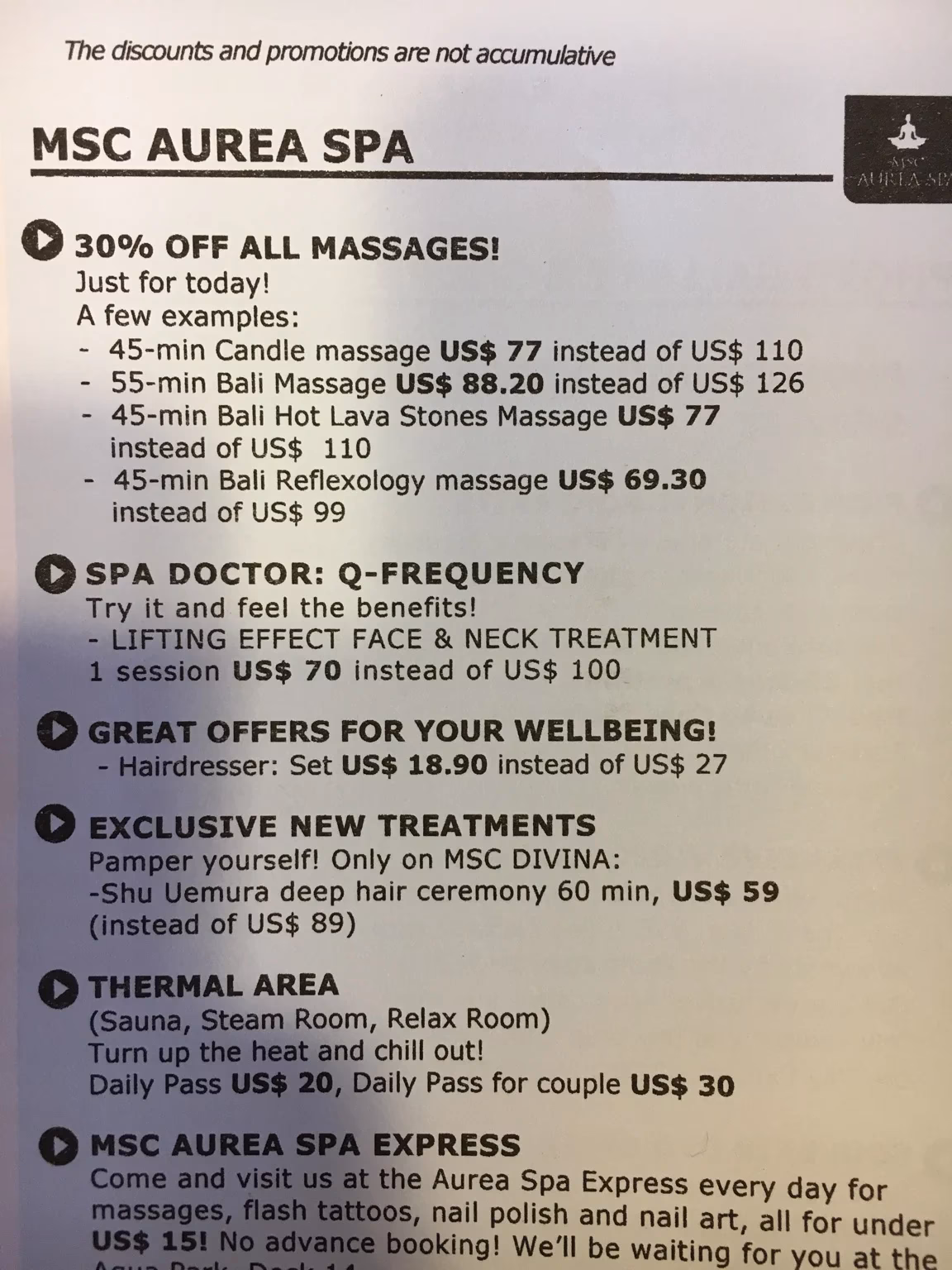 Qu'est-ce que l'ambiance tarifaire aurea de MSC Croisières ?